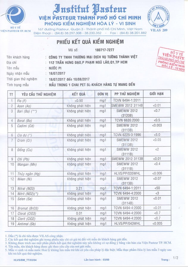 Kết quả kiểm nghiệm chất lượng của sản phẩm Biontech BTM-505N