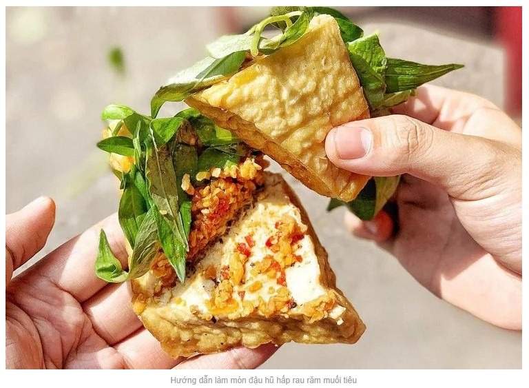 món tàu hủ hấp muối tiêu rau răm