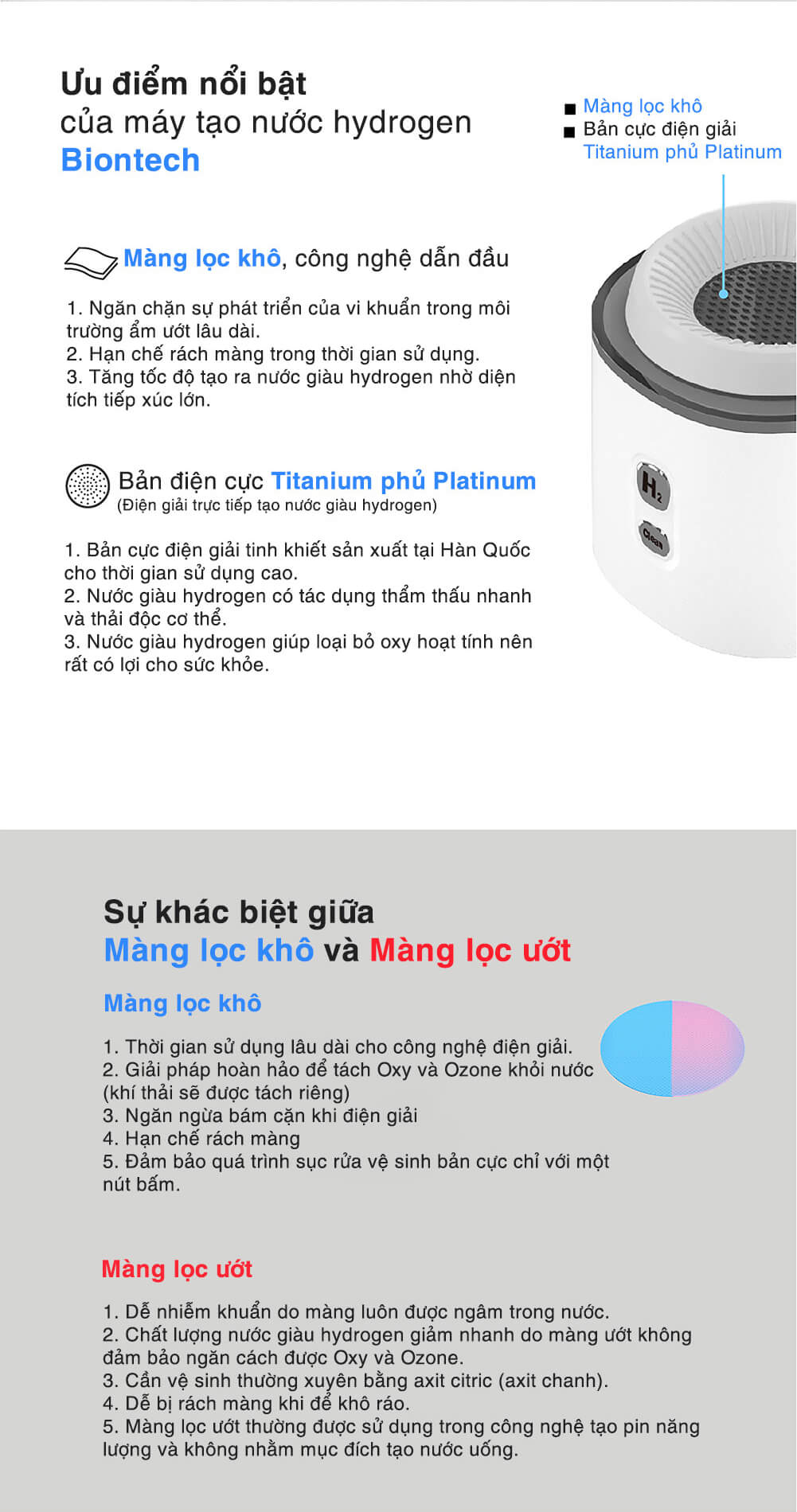 Ưu điểm máy tạo nước hydrogen cầm tay Biontech BTH-101T